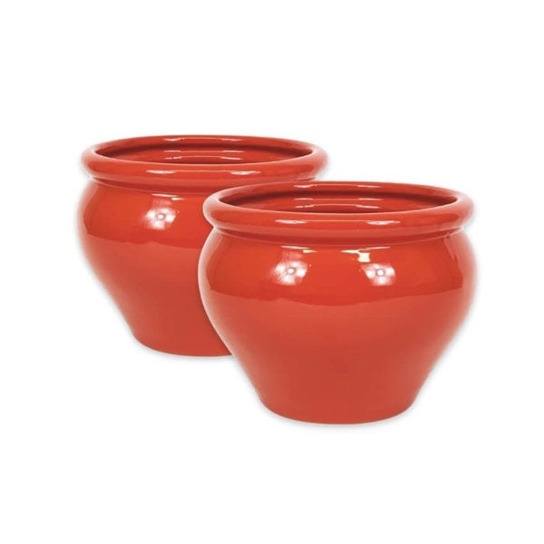Bola Pot 25x21cm Dipped Red - Set of 2