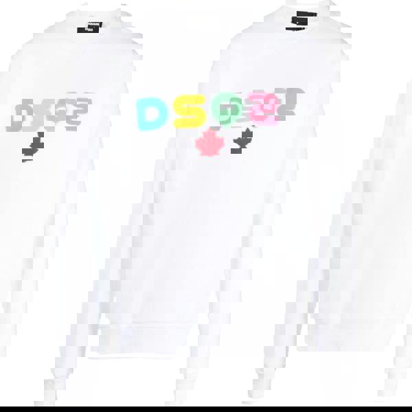 Dsquared DSQ2 Rainbow Applique Logo Sweatshirt   in  White