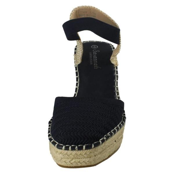 Savannah Ladies Savannah High Wedge Espadrille Slip On Summer Shoes Sandals F2305
