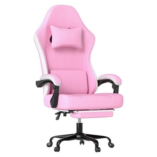 Levede Office Desk Chair Fabric Gaming Recliner Adjustable Height Swivel Pink
