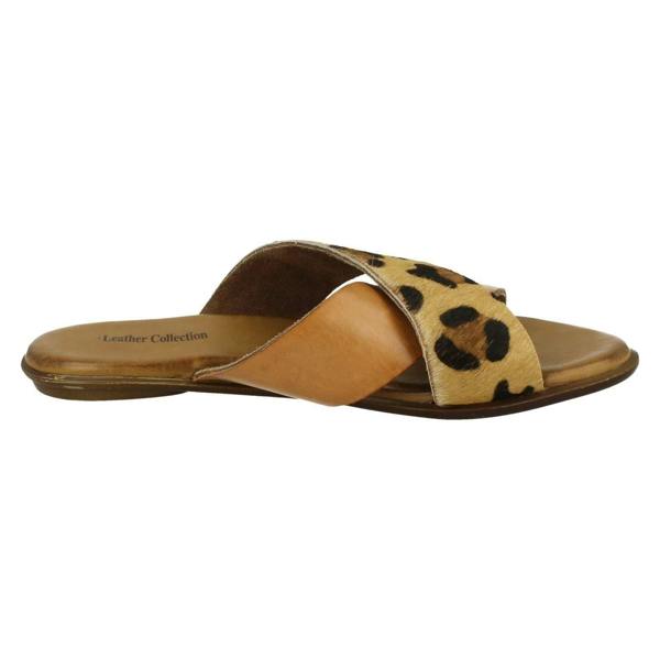 Leather Collection Ladies Leather Collection X Strap Vamp Sandals