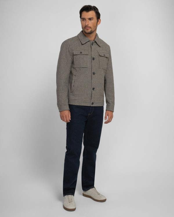 Steel & Jelly Hawkridge - Houndstooth Wool Blend Harrington Jacket
