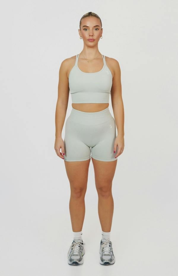 V3 Apparel Form Seamless Scrunch Shorts & Sports Bra Set - Light Grey