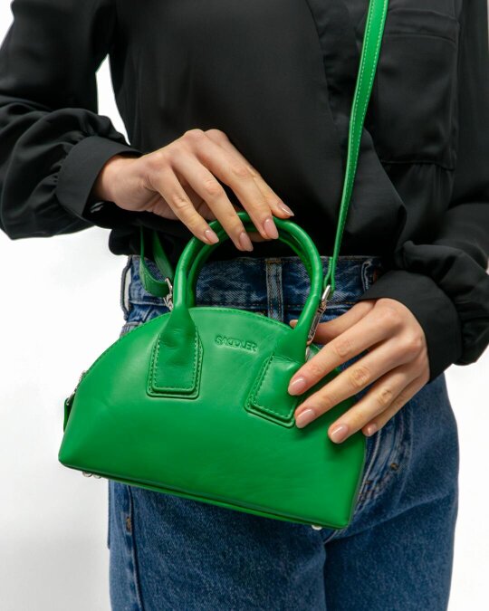 SADDLER GIGI Leather Zip Top Mini Handbag  - Ajustable Strap, Card Holder, Crossbody or Handheld - RFID Protected