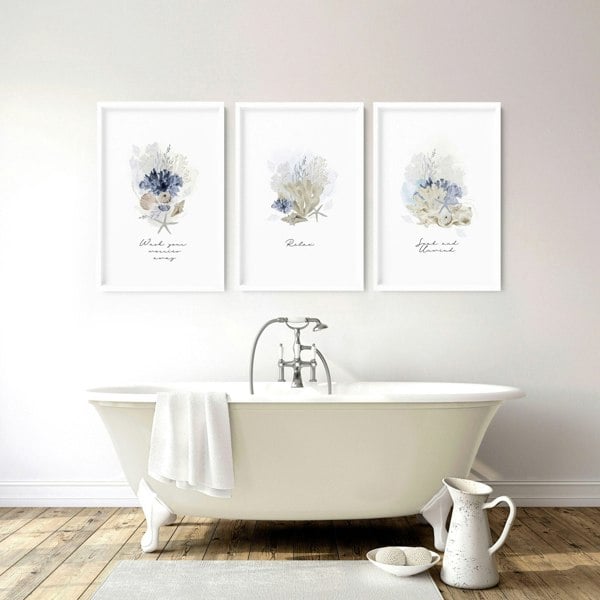 Pictures for bathrooms | set of 3 Coastal wall prints