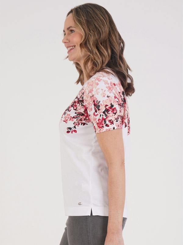 TIGI Cascade Lattice Neck Floral Top