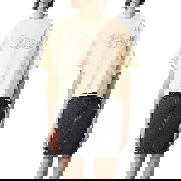 Off-White Embroidered Baseball Logo Crop Tee Beige XS