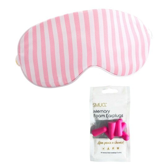 SMUG Satin Sleep Mask - Candy Shop Print - Sleep Mask & Pink Earplugs