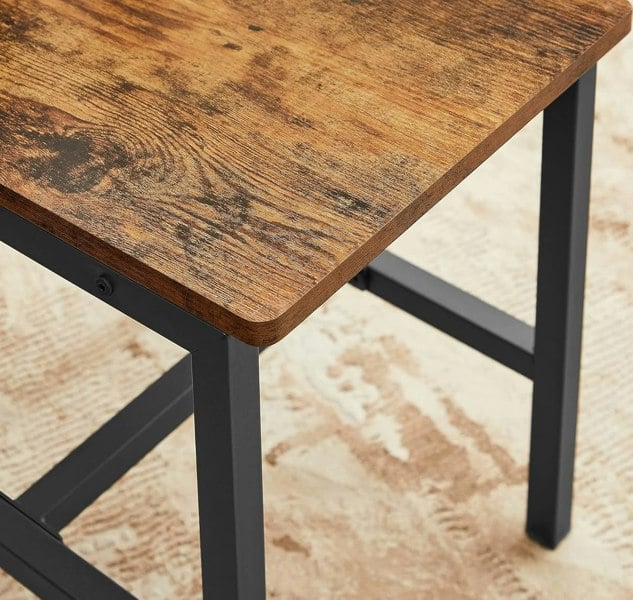 Modcraft Set of 2 Industrial Dining Chairs with Steel Frame and Rustic Brown Particleboard Seats
