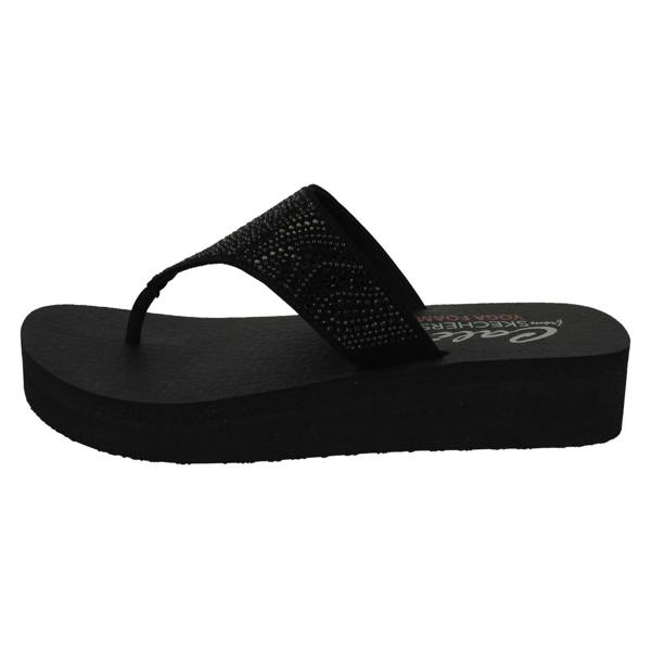 Skechers Ladies Skechers Toe Post Platform Wedge Sandals Stone Candy 31614