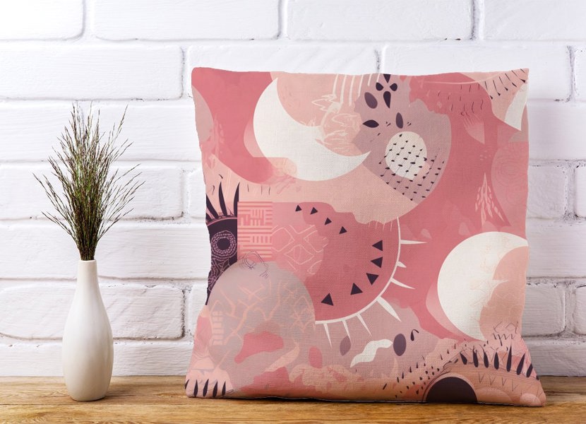 Warren Reed Abstract Pink White Cushions