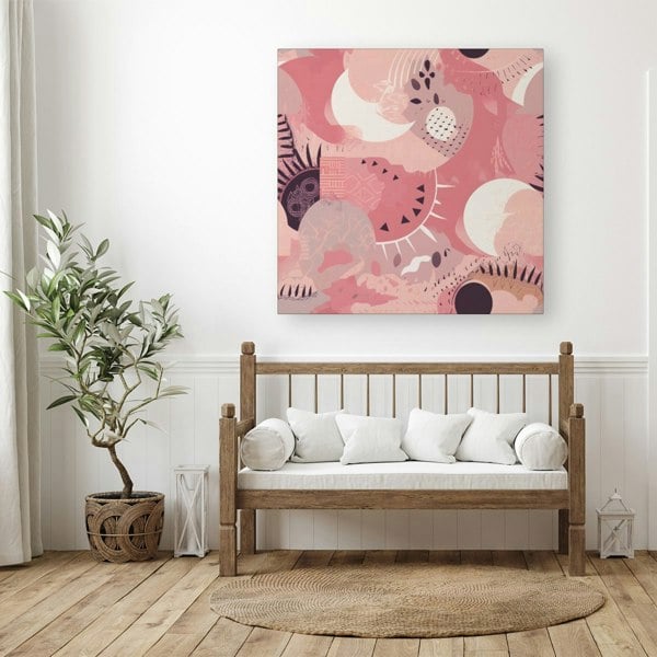 Warren Reed Abstract Pink White Canvas