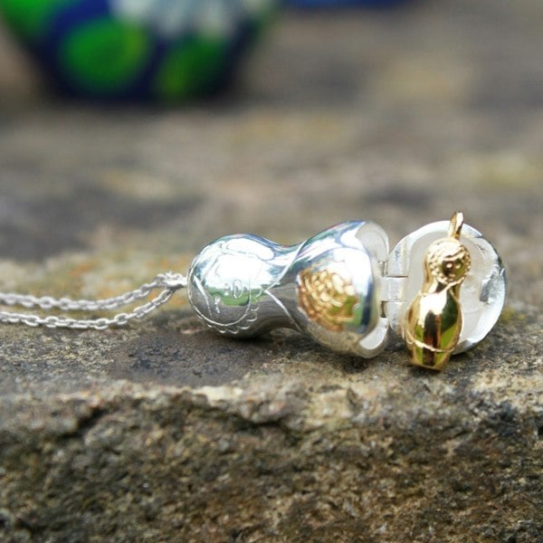 Sterling Silver and Gold Plated Russian Doll Necklace