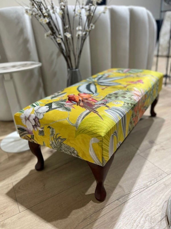 YELLOW Chesterfield Ottoman footstool