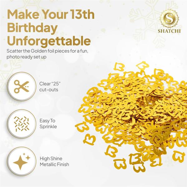 13th Birthday Gold Metallic Confetti Decoration Pack for Party Tables and Celebrations image 7