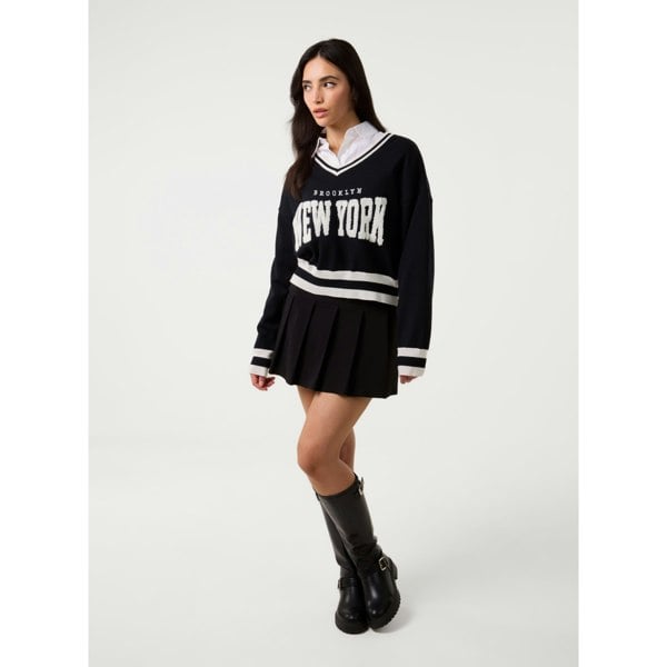 Pink Vanilla V Neck Varsity Sweatshirt