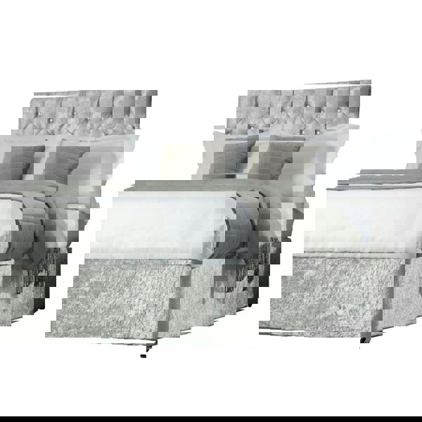 Belledorm Divan Crushed Velvet Base Wrap - Silver - 