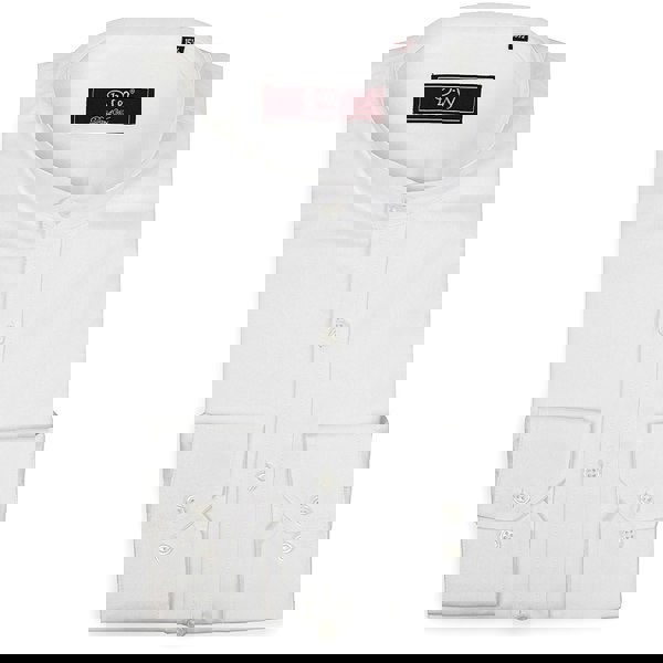 David WeJ Mandarin Button Cuff Poplin Shirt - White