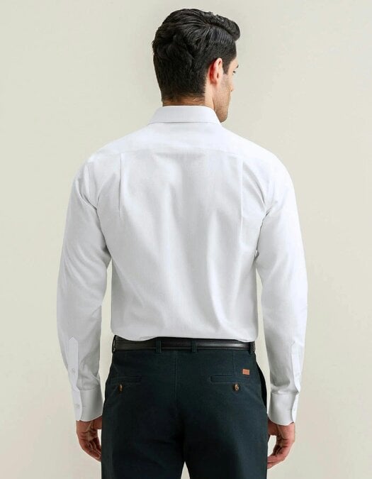 Men's Easy Care Textured White Dress Shirt