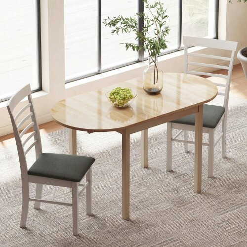 Wyld Haus Fico Solid Wood Natural Drop Leaf Dining Table Seating 4 To 6
