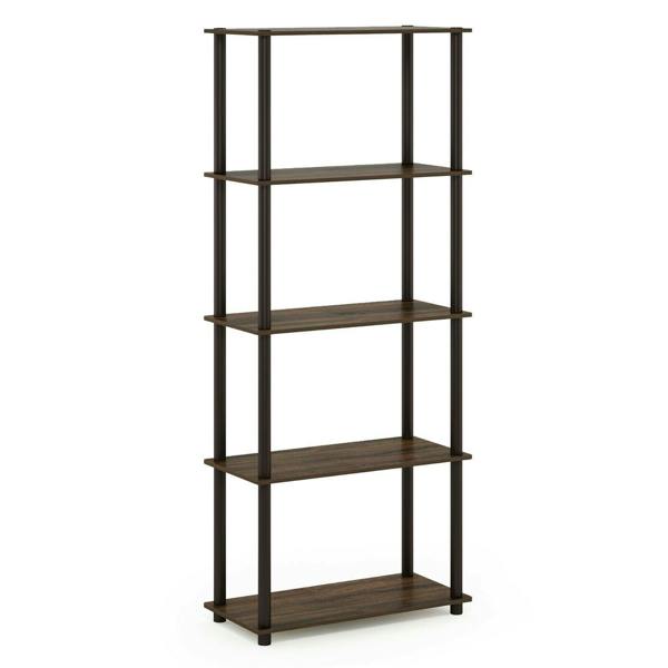 WALPLUS Turn-N-Tube 5-Tier Multipurpose Shelf Display Rack, Walnut/Brown perfect for organized storage and display