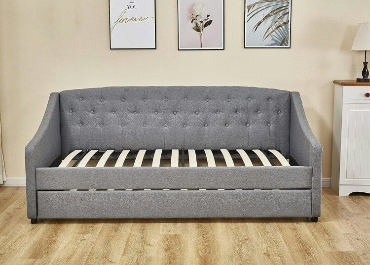 Kosy Koala Daybed with Trundle grey 3ft single fabric tufted wooden day bed bedroom