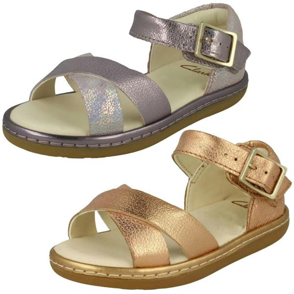 Clarks Girls Clarks Cross Detailed Sandals Skylark Pure T