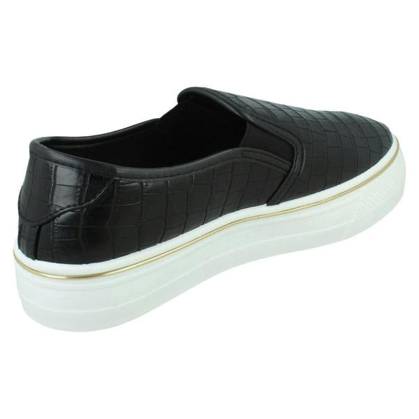 Spot On Ladies Spot On Casual Black Platform Shoes F80533