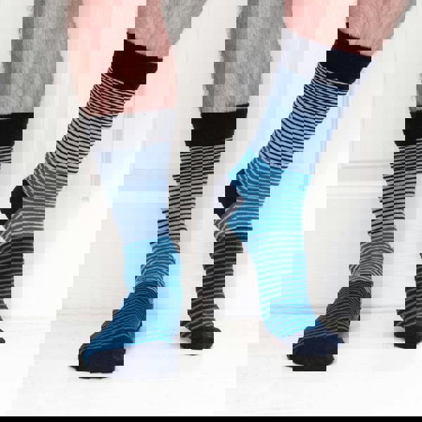 Jemsox All Over Fine Stripe Organic Cotton Mens Socks | Comfort Top Fit