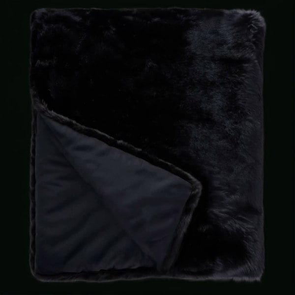 Fenrir Boreal Black Wolf Faux Fur Throw