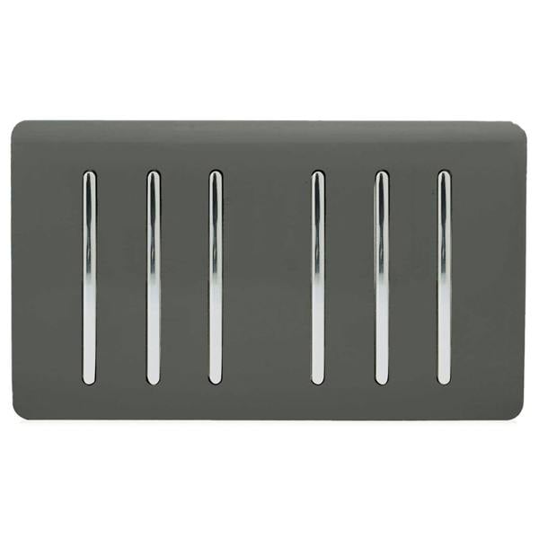 Trendi Switch 6 Gang 1 or 2 Way Light Switch in Charcoal Grey