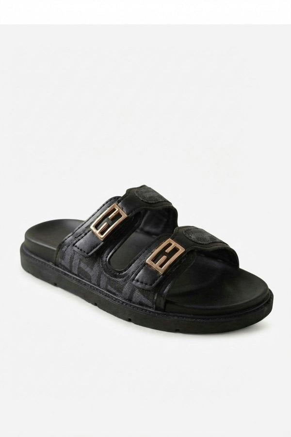 Willow Patterned Buckle Sandals - Khaki_wb