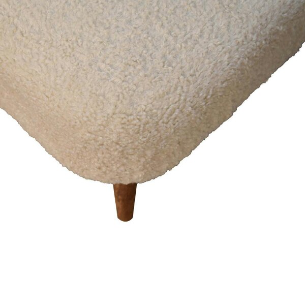 Wyld Haus Olbia Boucle Cream Square Footstool Mango Wood Legs