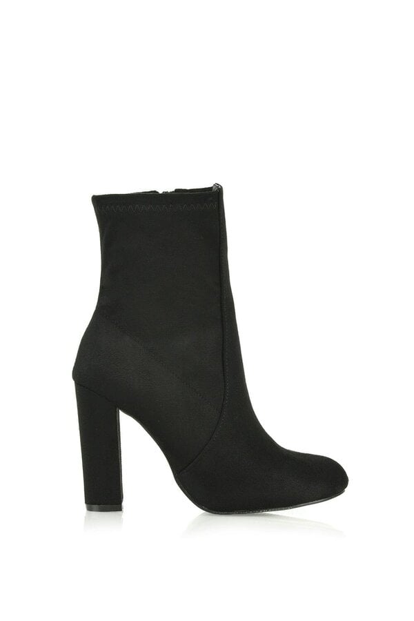 XY LONDON Block High Heeled Zip-up Stretch Sock Ankle Boots