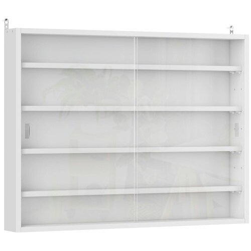 Wyld Haus Ronimo Wood And Glass White Wall Mounted Display Cabinet With Adjustable Shelves