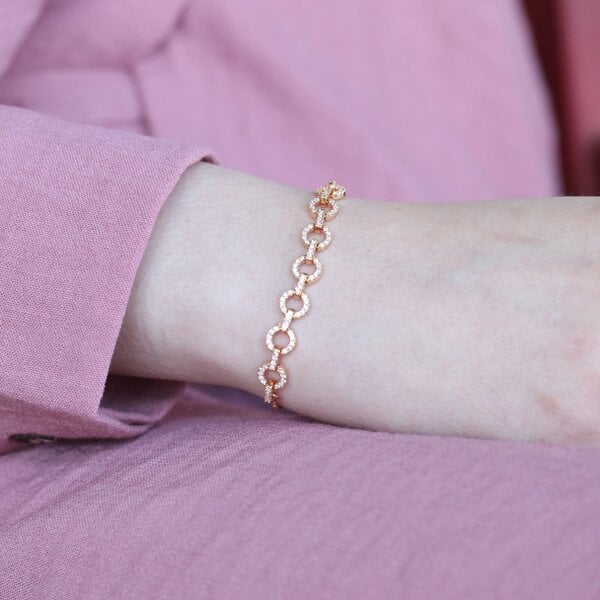 The Colourful Aura Zircon Round Chain Link Sliding Adjustable Bracelet