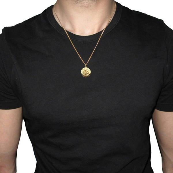 Christopher James of London 9ct Yellow Gold 21mm 3D St Christopher Pendant With Travellers Prayer and Optional Chain