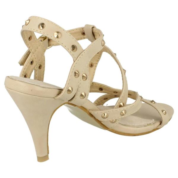 Spot On Ladies Spot On High Heel Studded Strap Sandal