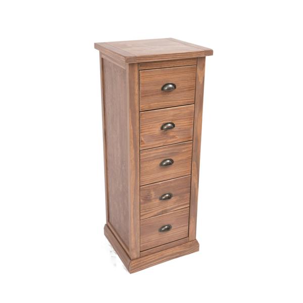 Cabinet Bits Tirolo 5 Drawer Narrow Chest of Drawers Brass Cup Handle