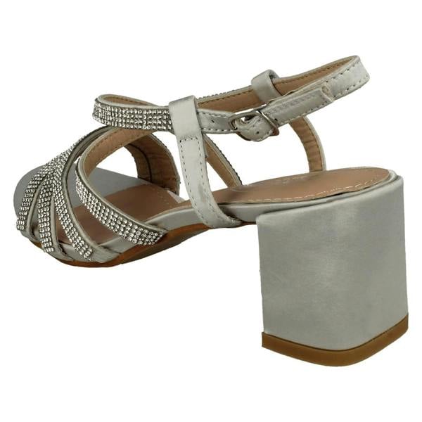 Spot On Ladies Spot On Diamante Strappy Block Heeled Sandals F12037