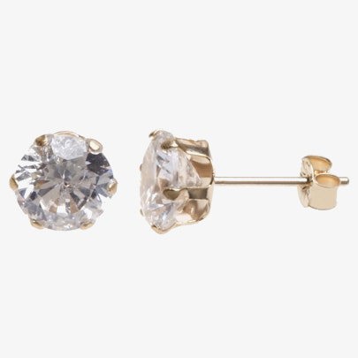 T. H. Baker 9ct Yellow Gold Cubic Zirconia Round Stud Earrings SE305
