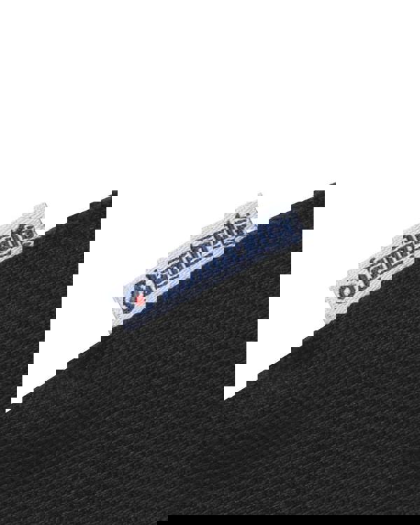 Lambretta Mens Classic Two Tone Ringer Retro Casual T-Shirt, close-up of the clothing label with the Lambretta logo.