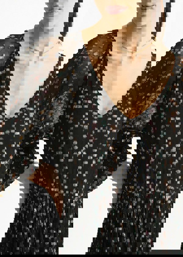 Gini London Black Multicolored Polka Dot Tiered Dress