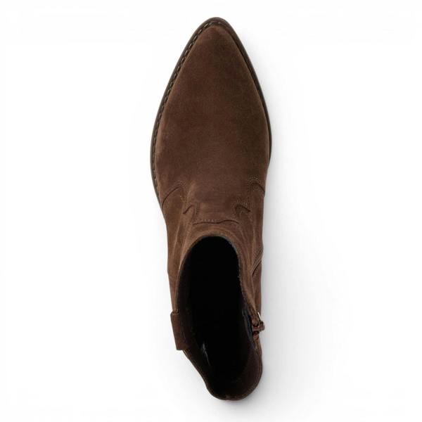 Tamaris Women’s Brown Suede Leather Cowboy Western Ankle Boots - 25702-41