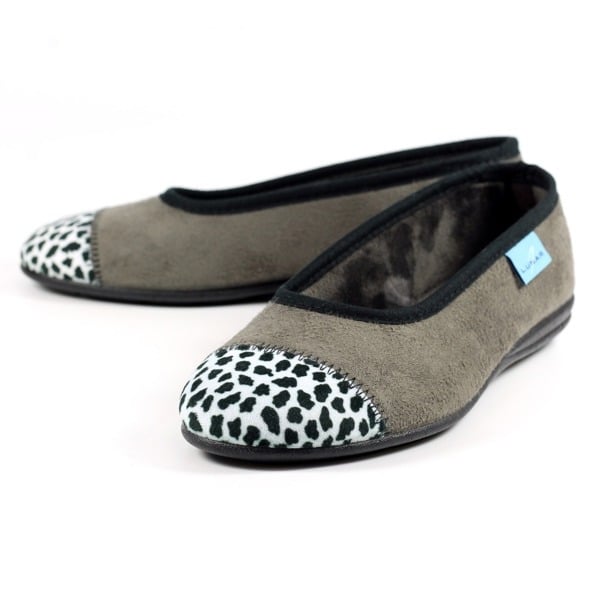 Lunar Women's Jessie Leopard Print Slippers - Grey