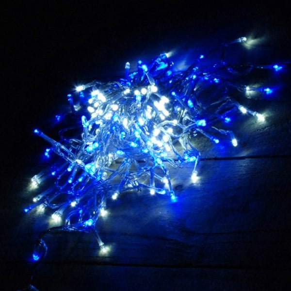 Samuel Alexander 200 LED 16m Premier Christmas Outdoor Function Lights Timer Clear Cable Blue & White