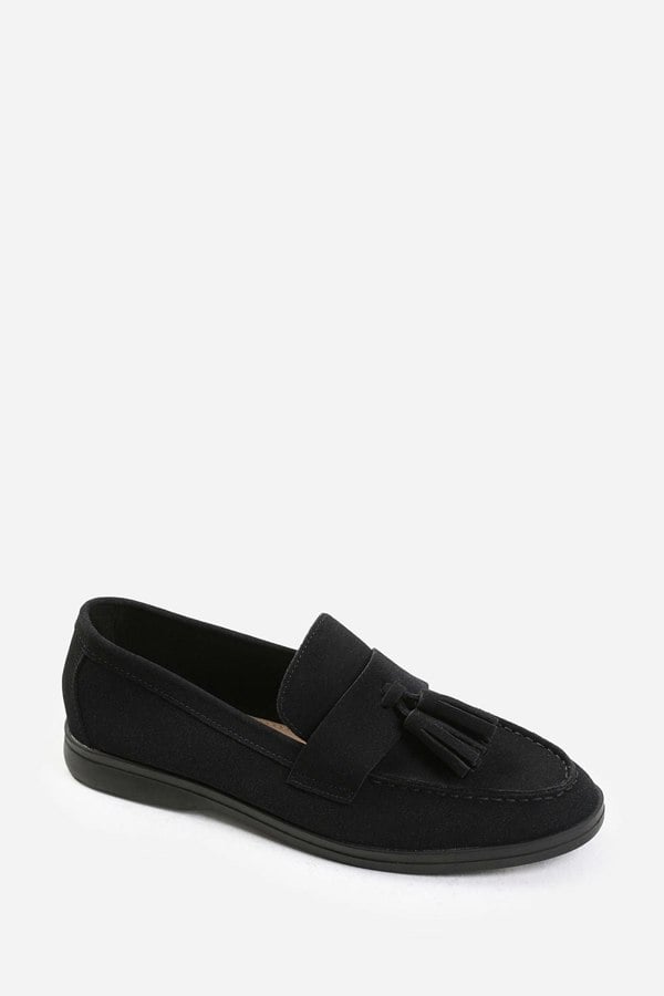 Where's That From Kenya Slip on Loafer With Tassel Detailing in Black Suede