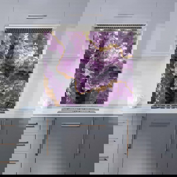 Warren Reed - Designer Deep Purple Marble Effect Kitchen Splashback