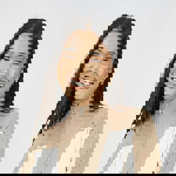 Brave Soul Camel Striped Half Zip Knitted Jumper - Camel Image 4