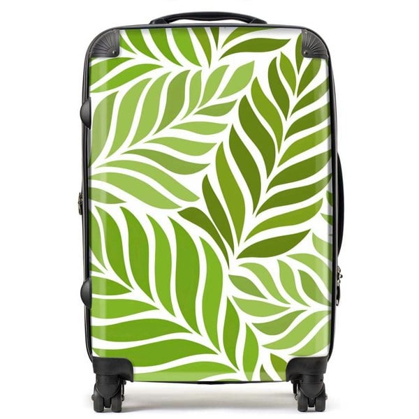 Warren Reed Green Leaf Pattern Suitcase